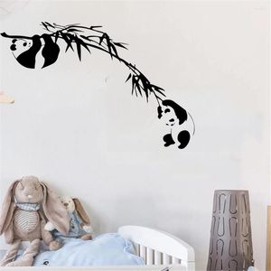 Adesivi a parete cinese panda bambù 34 57 cm per camere per bambini decorazioni per la casa decalcomanie artistiche murali fai -da -te