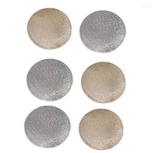 Table Mats 6 Pcs PVC Placemats Cutout Round Non Slip Dining HomeTable Decoration Gold Silver