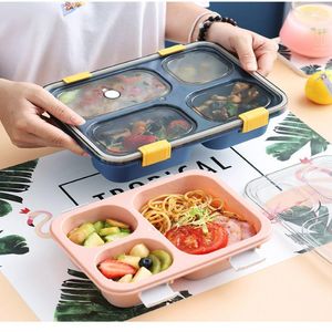 Conjuntos de utensílios de jantar 3/4ComParts Lunch Box Wheat Straw Storage Storage School School Office Bento Bag Bento