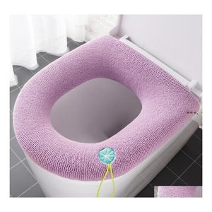 Toilet Seat Covers Winter Warmer Er Mat Bathroom Pad Cushion With Handle Thicker Soft Washable Closestool Rrb12450 Drop Delivery Hom Ott8P