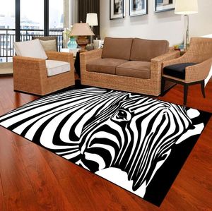 Carpets Zebra Stripe Modern Fashion Large Area Rug For Living Room Carpet Bedroom Non Slip Geometric Square Plaid White Black Alfombra