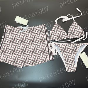 Designer par baddräkt liten bokstav bikini shorts herre boxer byxor sexiga split badkläder för kvinnor