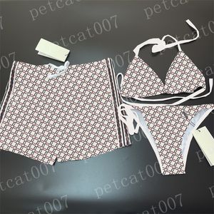 Costume da bagno coppia di design Pantaloncini bikini con lettere minuscole Pantaloni boxer da uomo Costumi da bagno sexy spaccati per le donne