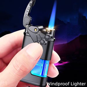 Creativo Metallo Bilanciere LED Accendino Antivento Torcia Sigaro Turbo Accendino Sigaretta Gas Butano Ricarica Accendino Gadget Uomini Fumatori Regalo