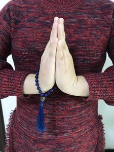Strand 8MM Lapis Lazuli Bracelet Hand Knotted Mala Mini Rosaries Ygoa Bracelets Healing Beads Energy Prayer Gift For Friend