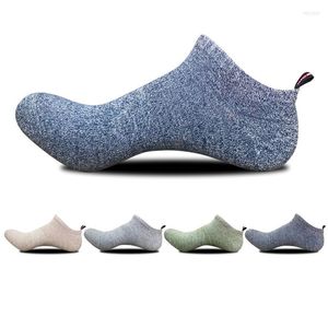 Herrstrumpor Kvalitet Mens Sport andas Botton Cotton Autumn Summer Classic Patchwork Men Short Sock Male EU 39-44 Meias