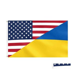 Andra konst och hantverk Anpassningsbara ukrainska USA National Flag Banner Support Protestflaggor Be f￶r Ukraina USA Stand med fred nr DHHZ4