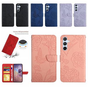 Leather Wallet Cases For Huawei Honor 80 SE OPPO Realme 10 4G Pro Plus Samsung A04E A54 5G A34 5G Hand Feeling Flower Butterfly Girls Card Slot Holder Flip Cover Purse