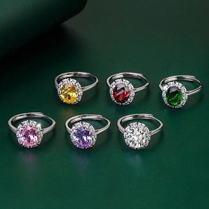 New Fashion Large Luxury Citrine Ladies Ring Oval Yellow Gemstone CZ Adjustable Ring Wedding Party Wholesale Jewelry