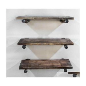 Hooks Rails 1X Industrial Pipe Shelf Bracket Wall Mount Floating Shees Storage Holder Diy Drop Delivery Home Garden Housekee Organi Dhs8C