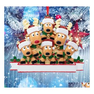 Julekorationer 2022 Personlig Reindeer Family Tree Decoration Cute Deer Festive Pendant Drop Delivery Home Garden Party Sup Dhtkf