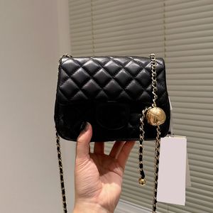 CC Torby luksusowa marka ramię 22c Pearl Crush Ball Mini sqaure Flap klasyczny antyki złoty ton metal hardwaere łańcuch łańcucha matelasse