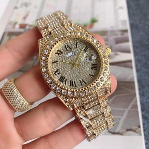 2022 New Luxury Mens Watches Full Diamond Watch Week Calendar Fashion Men Iced Out Clock Montre De Luxe243e