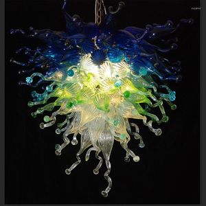 Pendellampor rustik blå och grön murano glas ljuskrona belysning dale chihuly stil