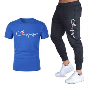 Plus rozmiar O Neck męskie dresy T-shirt zestaw szortów moda 2-częściowy strój sportowy Casual T Shirt szorty dres mężczyźni odzież marka nadruk LOGO