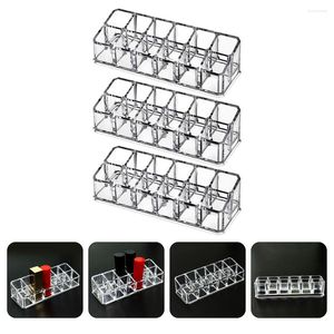 Caixas de armazenamento 3pcs Multifuncional Lipstick Organizer Lip Gloss Racks titular de maquiagem