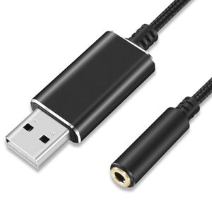 External USB Sound Card Cable To Earphone Microphone HD Stereo Audio Adapter For Laptop Desktop 20cm 100cm