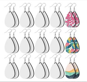 Sublimation Blank Earrings Heat Transfer Earring Unfinished Wood Teardrop Pendants in 5 Assorted Shapes for Jewelry DIY Making C1216