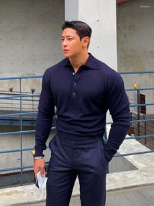 Men's Polos Man Polo Shirt Korean Casual Cotton Tee Men Long Sleeves High Quantity Sweatshirts Tops Classic Slim Clothing Male