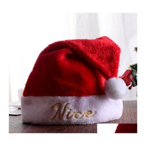 Christmas Decorations Hat For Adts Embroidered Naughty And Nice Xmas Year Holiday Santa Hats Drop Delivery Home Garden Festive Party Dhpxj