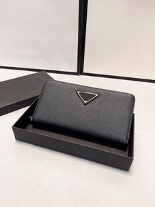 Top portfel ze skóry bydlęcej luksusowy projektant torebki etui na karty męskie krzyżowe prawdziwej skóry długie klasyczne czarne portfele nosić ze sobą kieszeń pojedynczy zamek błyskawiczny cienkie portfele