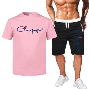 Herren Sportswear Set Sommer Trainingsanzüge Zwei Stücke Sets Homme Marke Kleidung T-shirt Shorts Anzug Männlich Streetwear Grau Schwarz Weiß Marke LOGO Drucken