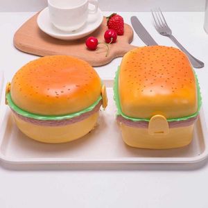 Geschirr-Sets, Gabel, Hamburger, Lunchbox, Mikrowelle, süßer Burger-Bento-Behälter