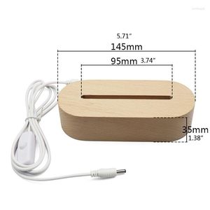 Jewelry Pouches Handmade Crystal Glass Art Oval Wood LED Base Resin Ornament Wooden Night Lighted Stand Crafts Tools LX9E