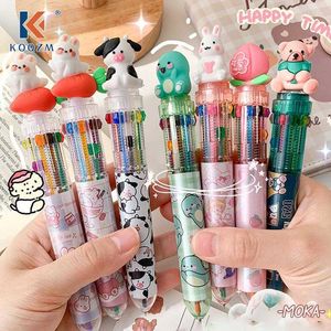 5 Colors Cartoon Animal Ballpen Multicolor Ballpoint Pen Cute Mini Pens Novelty Student Gifts Office School Writing Supplies