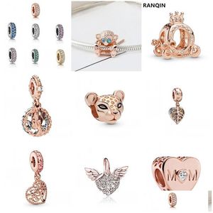 Charms 45 Arten Rose Gold Blume Biene Mädchen Ballon Baum Mom Anhänger Fit Original Pandora Armbänder DIY Sier Farbe Perlen Schmuck 2039 DHS0X