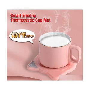Diğer içecek yazıları 131 ° F/55 ° C Sabit Sıcaklık Kahve Kupa Sıcak Isıtma Coaster Elektrikli Çay Kupası Termostatik Mat Hediye Seti YL0199 DHIAO