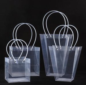 Prezent Trapezoidalne przezroczyste prezenty torba plastikowa torebka do przechowywania torebki Pvc Flower Torby-Shop Paking Torby Party Holiday Flowers torebki Sn532
