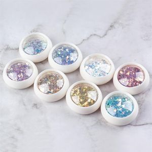 8 Mixed Colors Nail Art Laser Shiny Glitter Powder Hexagon Irregular Mixed Size Shining Paillette Mermaid Sequins Sparkly Dust Man224f