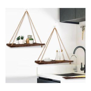 Hooks Rails Wood Swing Hanging Rope Wall Mounted Floating Shees Plant Outdoor Design Decoration Indoor Pot Flower Simple V5E9 Drop Dh6Ch