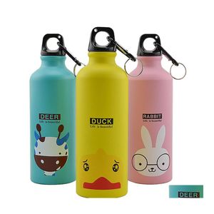 Water Bottles Lovely Animal 500Ml Large Capacity Sports Outdoor Portable Cycling Cam Aluminum Alloy Kids Cups Drop Delivery Home Gar Otmkd