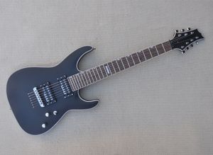 Matte Black 7 Strings Electric Guitar with Humbuckers Rosewood Fretboard Strings Through Body Can be Customized