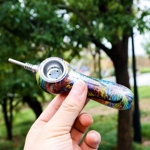 Multi Color Wax Oil Burner Titanium Spike Pipe Unbreakable Kit With Titanium Tip Dabber Ever Last Tobacoo Smoking Pipes