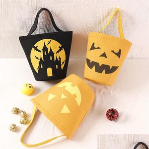 Favore festa Halloween Canvas Bucket Cartoon Pumpkin Vampire Ghost Witch Borse Candy Borse Kids Partys Gift Bags 738 B3 Drop Delione Dhsie
