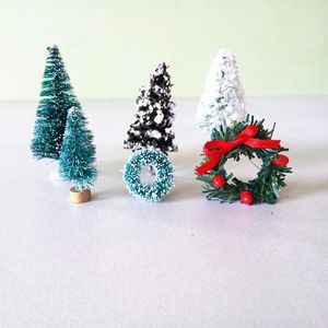 Decorative Figurines Christmas Tree Wreaths Miniature Fairy Garden Home Decoration Mini Craft Micro Decor DIY Gift Drop