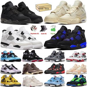 With Box 2023 4 Basketball Shoes Men Jumpman 4s IV Black Cat White Sail Sneakers Blue Thunder Mens Women Kaws Grey Trainers Sneakers