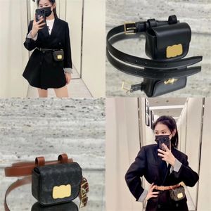 Cinto de grife de luxo bolsa de cintura feminina moda couro pochete clássica fivela dourada mini bolsa feminina cintos bolsas acessórios para vestidos