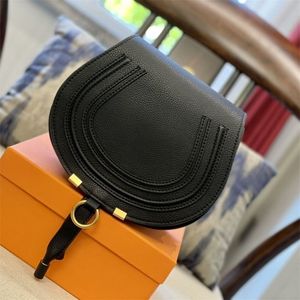 Saddle bags marcie leather designer bags for women round small flap pouch girls simple official wallets mini vintage style luxury handbags nice looking chic E23