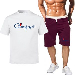 New Mens R Tracksuits unning Set Breathable T-Shirt Shorts Sport shorts Sleeves Sports Suit Fitness Jogging Men Gym Marathon Clothes Print