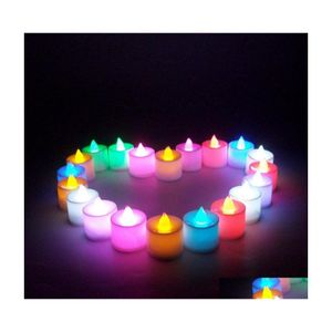 Candele Led Candela Tealight Senza fiamma Tea Light Colorf Funzionamento a batteria Lampada Compleanno Festa di nozze Decorazione natalizia Yl0237 Drop Dhdfr