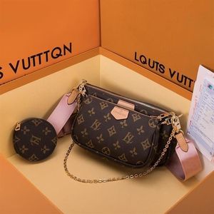 2022 Frauen Taschen Handtasche Frau Original Box Datum Code Geldbörse Kupplung Schulter Messenger Cross Body Seriennummer drei in einem Flower281Z