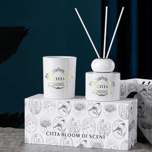 Ljus 100 ml Reed Diffuser och 50G Scented Candle Present Box Set Bedroom Hotel Air Freshener Aromaterapi Essential Oil for Hand Gift