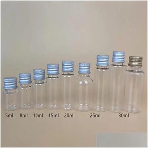 Storage Boxes Bins Box Household Sundries 25Ml Transparent/White Mini Plastic Pet Bottle Chemical Vial Reagent Container With Alum Dhfoe