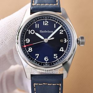 Męski zegarek niebieska Japonia 2824 Automatyczny ruch szafir szklany stalowy pasek na rękę 5 -gwiazdkowe skórzane paski zegarki 40 mm