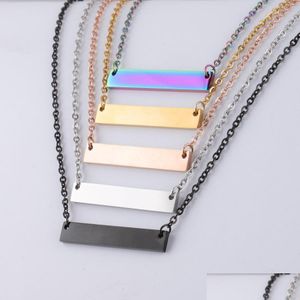 Pendant Necklaces 16/18/20In Mirror Polish Stainless Steel Blank Bar Custom Engrave Name Logo Necklace For Womens Men Drop Delivery Dhjgz