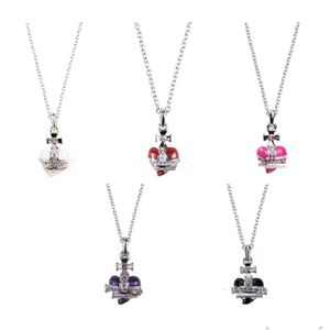 Pendant Necklaces Classic Fashion Punk Necklace Heart Planet West Queen Diamond Nana Womens Party Jewelry With Box Drop Delivery Pend Dhscf